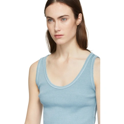 Shop Amo Blue Rib Crop Tank Top In 349 Pool Bl