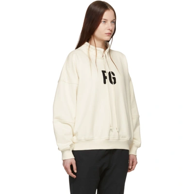 Shop Fear Of God Off-white Fg Mock Neck Pullover In 107 Cream