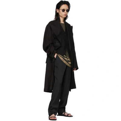 Shop Ann Demeulemeester Black Hemp Brushed Coat