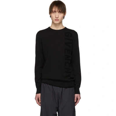 Shop Givenchy Black Vertical Logo Sweater In 001 Black