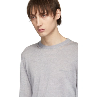 Shop Givenchy Grey Distressed Knit Sweater In 020 Grey