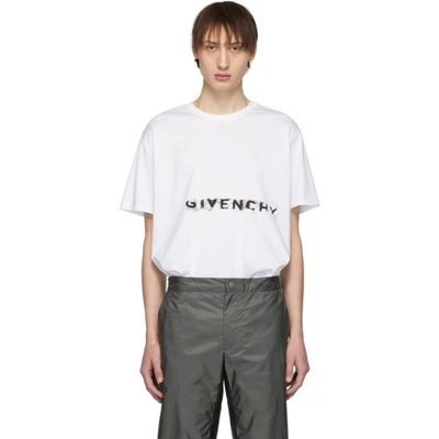 Shop Givenchy White Graffiti Logo T-shirt