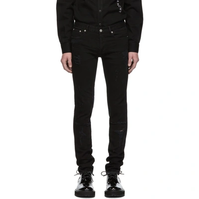 Shop Givenchy Black Distressed Jeans In 001 Black