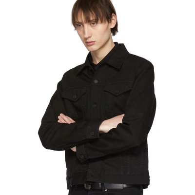 Shop Givenchy Black Denim Logo Jacket In 001 Black