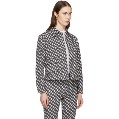 Shop Alexa Chung Alexachung Black And White Denim Check Jacket In 400/002 Che