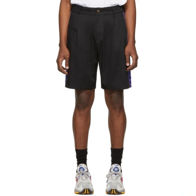 Shop Anton Belinskiy Ssense Exclusive Black Logo Tape Shorts In Black/blue