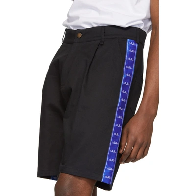 Shop Anton Belinskiy Ssense Exclusive Black Logo Tape Shorts In Black/blue