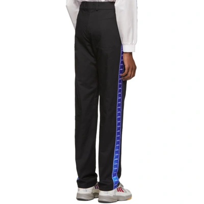 Shop Anton Belinskiy Ssense Exclusive Black Logo Tape Trousers In Black/blue