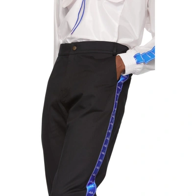 Shop Anton Belinskiy Ssense Exclusive Black Logo Tape Trousers In Black/blue