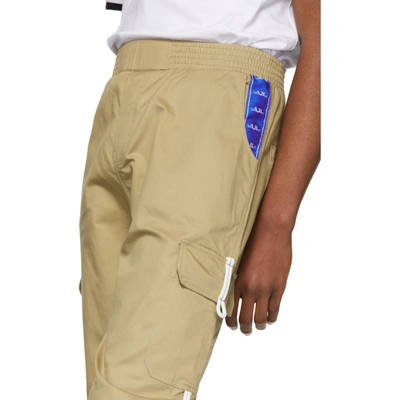 Shop Anton Belinskiy Beige Logo Tape Cargo Pants