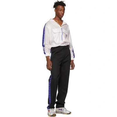 Shop Anton Belinskiy Ssense Exclusive Black Logo Tape Trousers In Black/blue