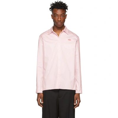 Shop Anton Belinskiy Pink Embroidered Logo Shirt