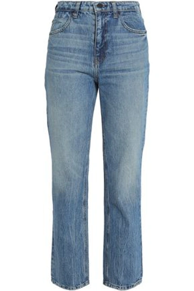 Shop Alexander Wang Cult Faded High-rise Straight-leg Jeans In Mid Denim