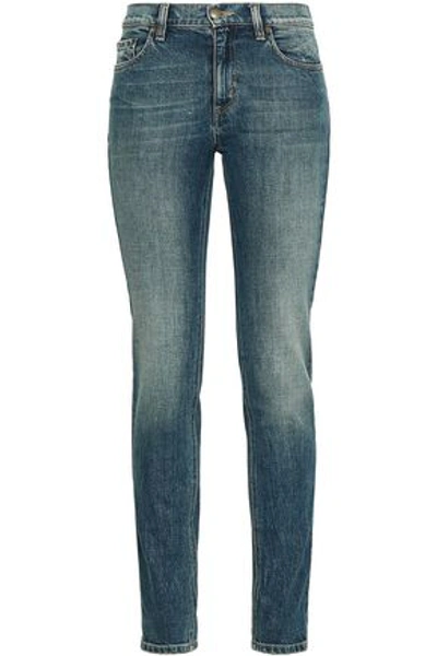 Shop Red Valentino Woman Mid-rise Skinny Jeans Mid Denim