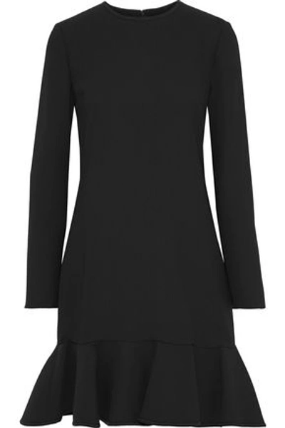 Shop Victoria Victoria Beckham Fluted Crepe Mini Dress In Black
