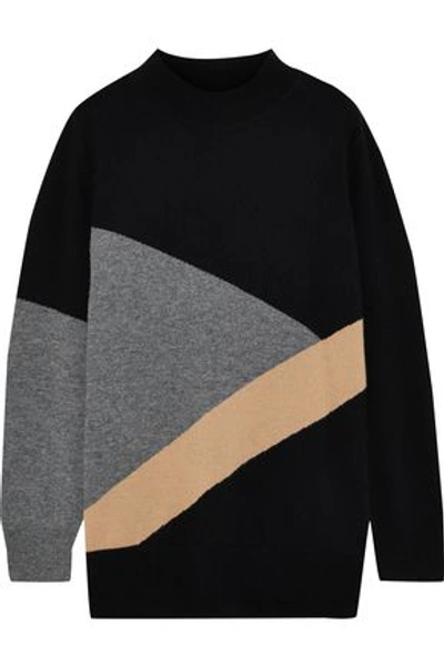 Shop Chinti & Parker Chinti And Parker Woman Intarsia Wool And Cashmere-blend Sweater Black
