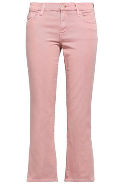 Shop J Brand Woman Mid-rise Kick-flare Jeans Baby Pink