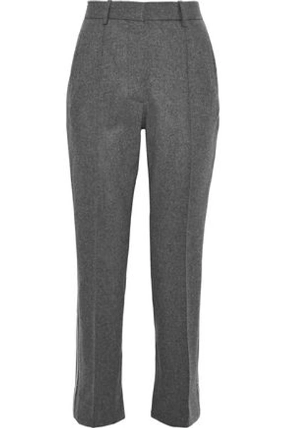 Shop Victoria Victoria Beckham Victoria, Victoria Beckham Woman Striped Wool And Cashmere-blend Felt Tapered Pants Gray