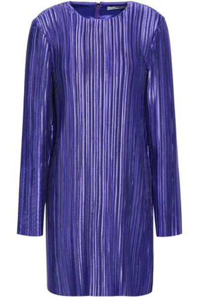 Shop Tibi Woman Plissé-satin Mini Dress Violet