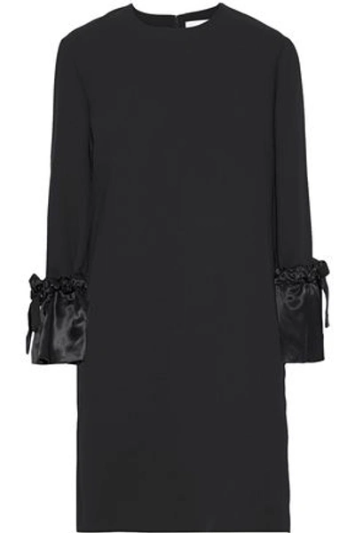 Shop Victoria Victoria Beckham Bow-detailed Satin-paneled Cady Mini Dress In Black