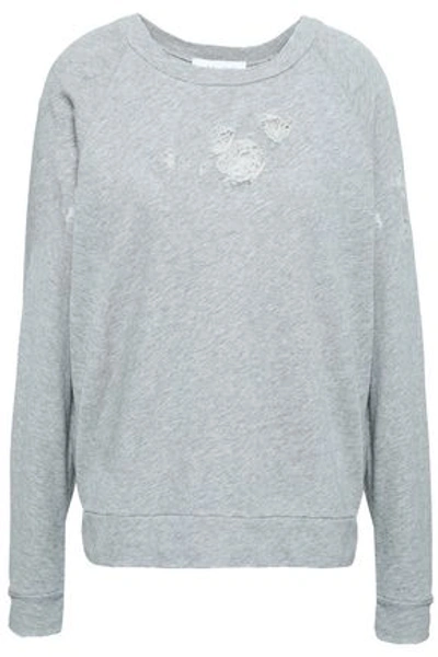 Iro Woman Distressed French Cotton-terry Sweatshirt Light Gray In Light Gray