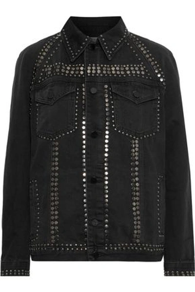 Shop Frame Woman Le Studded Denim Jacket Black