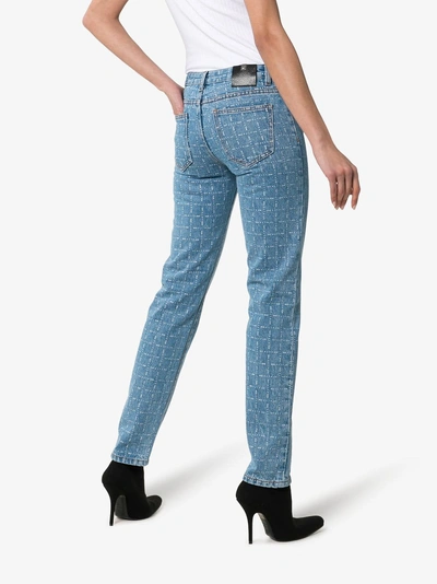 Shop Alyx 1017  9sm Logo Print Straight Leg Jeans In Blue