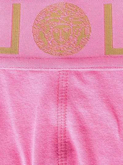 Shop Versace Greca Border Cotton Blend Boxers In A87f Pink