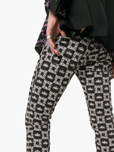 Shop Dolce & Gabbana Logo Mosaic Trousers In Hny47 Black White