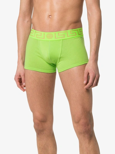 Shop Versace Logo Embroidered Boxer Briefs In A87v Green