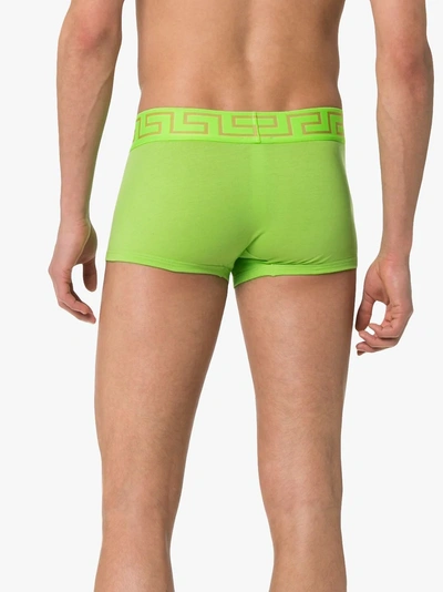 Shop Versace Logo Embroidered Boxer Briefs In A87v Green