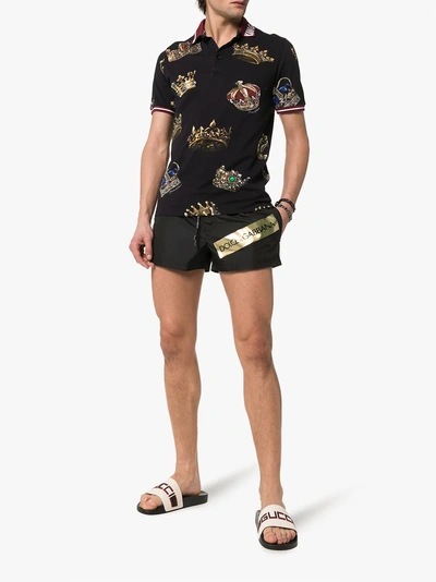 Shop Dolce & Gabbana Logo Tape Swim Shorts In Black