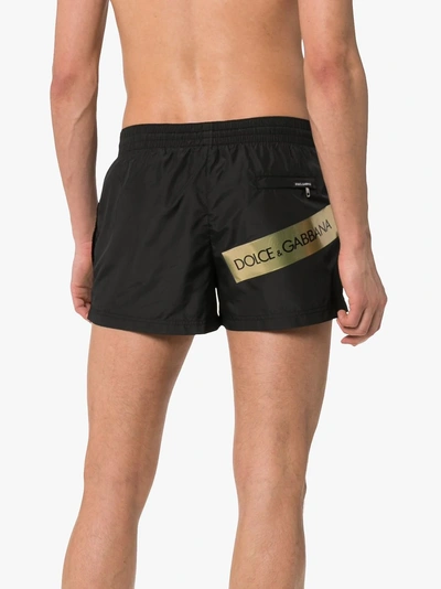 Shop Dolce & Gabbana Logo Tape Swim Shorts In Black