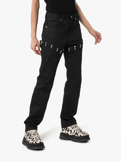 Shop Alyx 1017  9sm Straight Leg Popper Detail Jeans In 001 Black