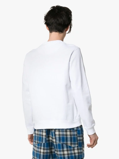 Shop Kenzo Tiger Logo-embroidered Cotton Sweatshirt In White
