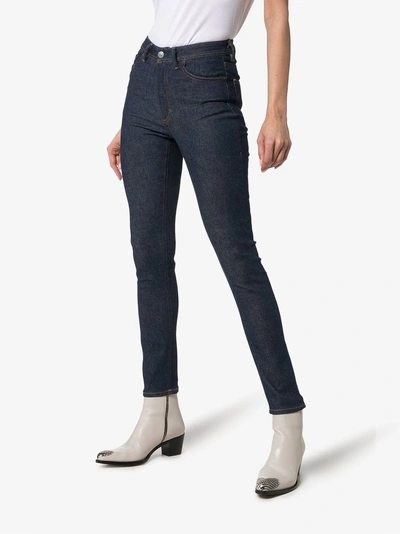 Shop Acne Studios Halbhohe Skinny-jeans In Blue