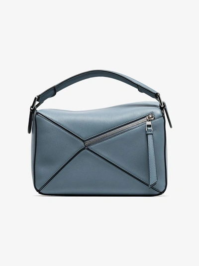 Shop Loewe Blue Puzzle Small Leather Shoulder Bag