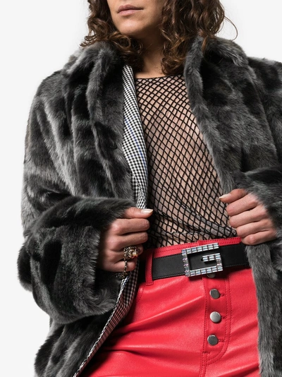Shop Gucci Black Crystal Embellished G Buckle Leather Belt