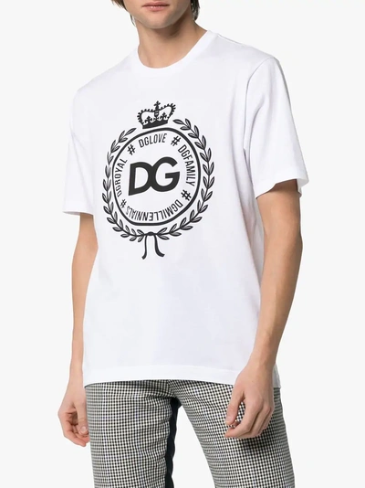 Shop Dolce & Gabbana Dg Crest Logo Cotton T-shirt In W0800 White