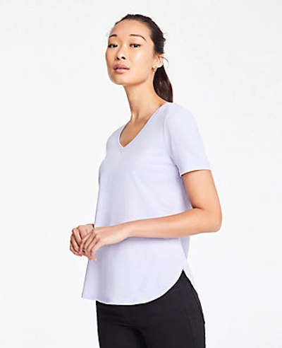Shop Ann Taylor Pima Cotton V-neck Tee In Blooming Lavender
