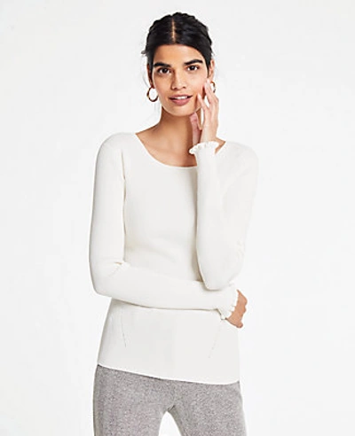 Shop Ann Taylor Seasonless Yarn Perfect Pullover In Winter White
