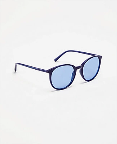 Shop Ann Taylor Spring Round Sunglasses In Urban Blue