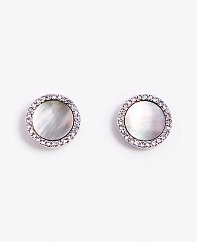 Shop Ann Taylor Mother Of Pearl Flower Stud Earrings In Metallic