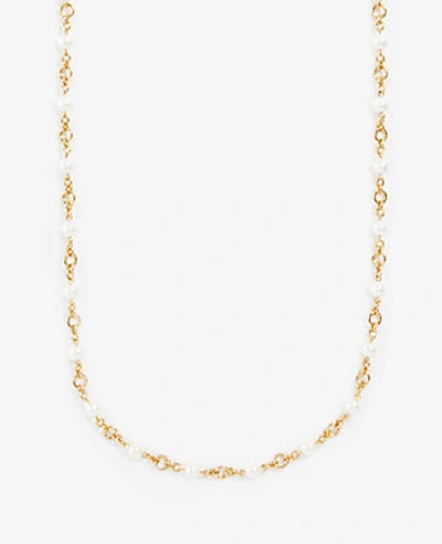 Shop Ann Taylor Pearlized Station Necklace In White