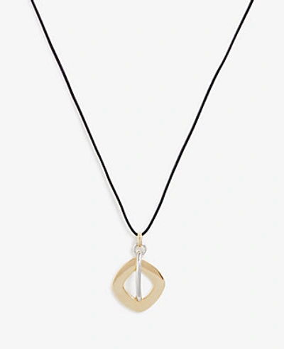 Shop Ann Taylor Mixed Metal Geo Pendant Necklace In Gold