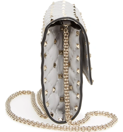 Shop Valentino Rockstud Matelassé Quilted Leather Crossbody Bag In Pastel Grey 2