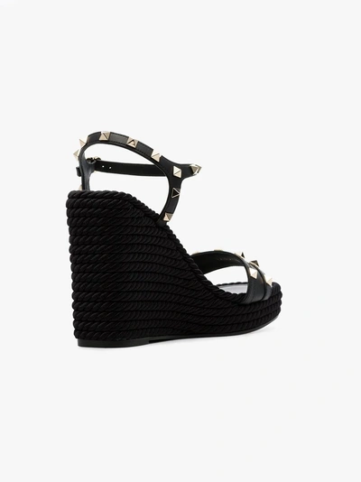 Shop Valentino Garavani 'rockstud 120' Wedge-sandalen In 0no Black