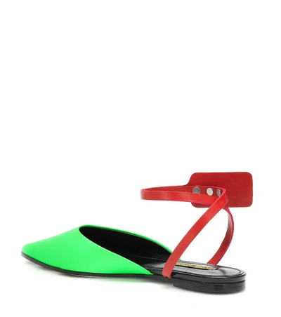 Shop Off-white Zip Tie Leather Slippers In Green