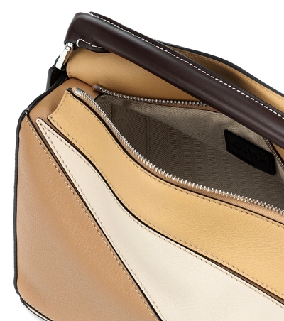Shop Loewe Puzzle Small Leather Shoulder Bag In Beige