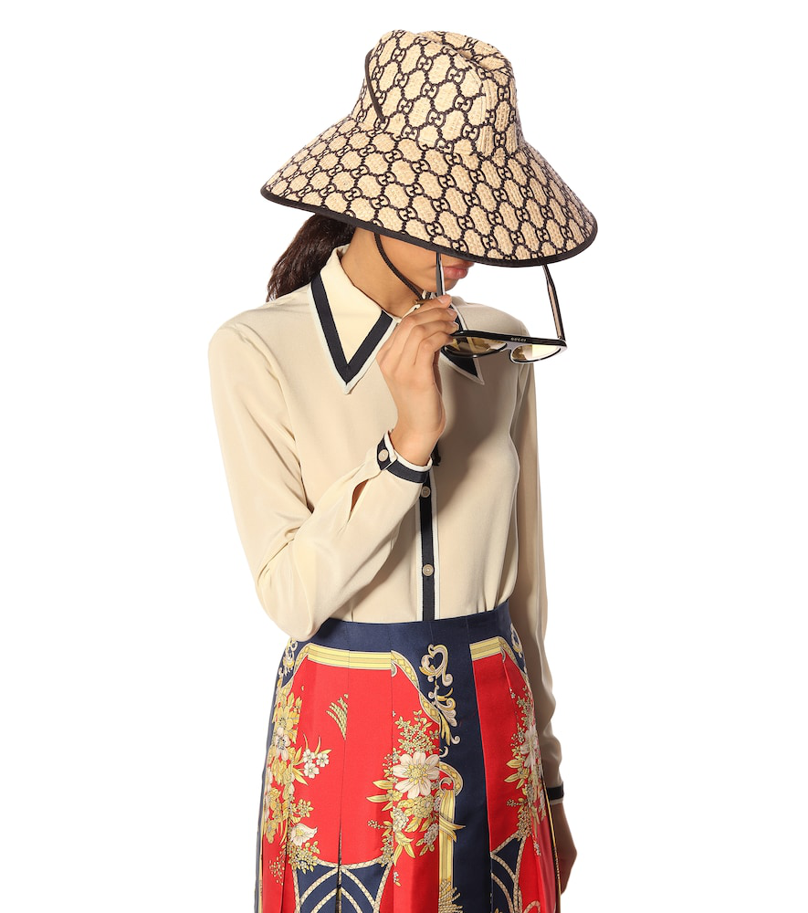 gg raffia wide brim hat